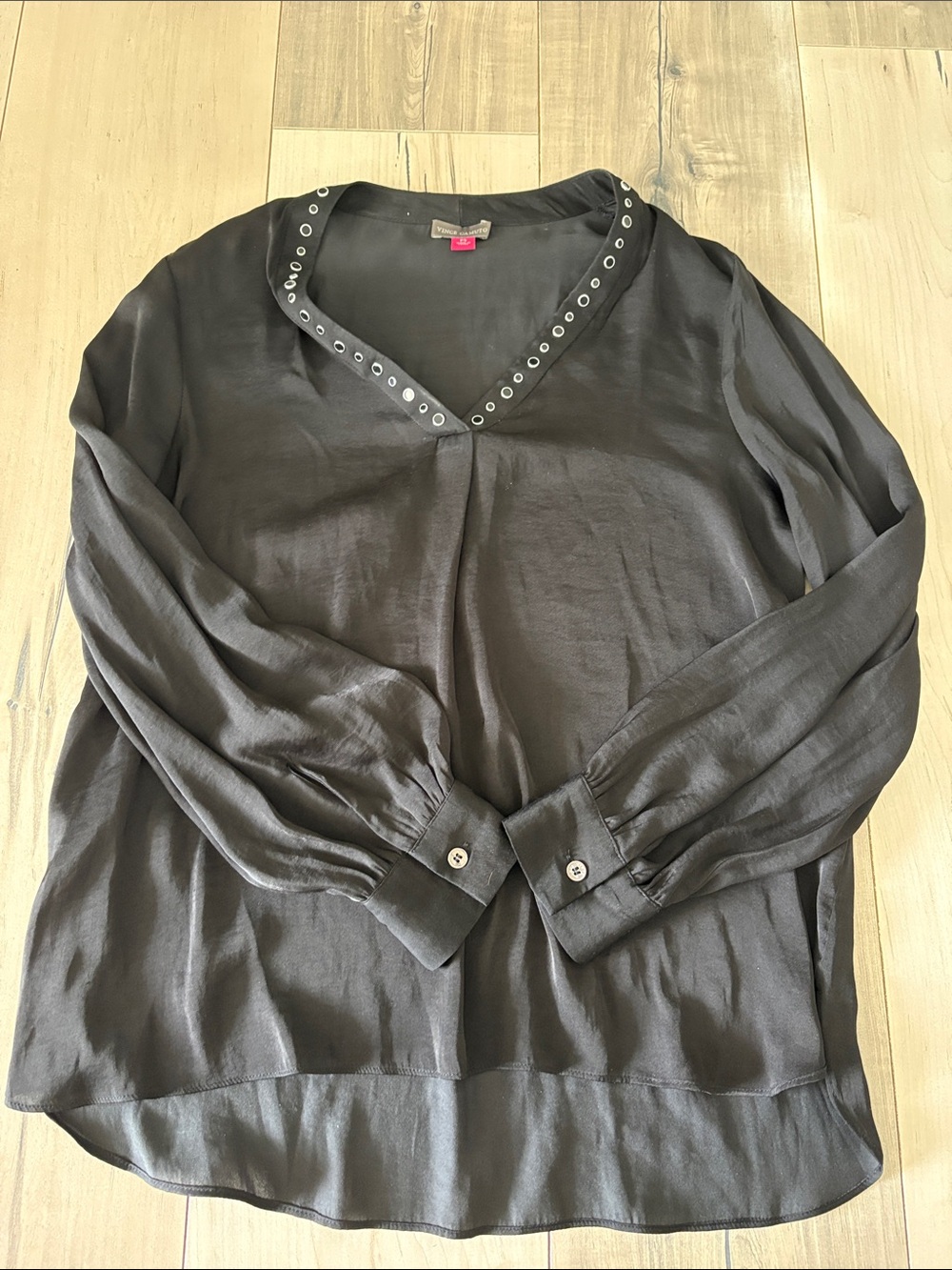 Vince Camuto Women’s Black Eyelet V-Neck Blouse